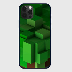 Чехол для iPhone 12 Pro Max Зелёный блоковый паттерн, цвет: 3D-черный