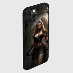 Чехол для iPhone 12 Pro Max Девушка с аппетитными формами в ночном лесу, цвет: 3D-черный — фото 2