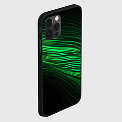 Чехол для iPhone 12 Pro Max Green neon lines, цвет: 3D-черный — фото 2