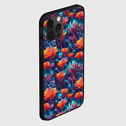 Чехол для iPhone 12 Pro Max Футуристические цветы узор, цвет: 3D-черный — фото 2
