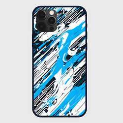 Чехол для iPhone 12 Pro Max Спонтанные брызги голубые, цвет: 3D-черный