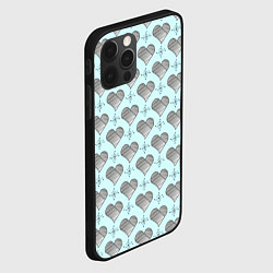Чехол для iPhone 12 Pro Max Сердечко черно - белое и снежинка, цвет: 3D-черный — фото 2