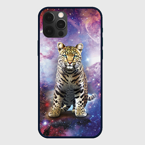 Чехол iPhone 12 Pro Max Space leopard / 3D-Черный – фото 1