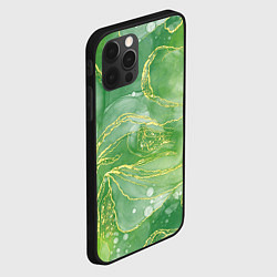 Чехол для iPhone 12 Pro Max Абстрактный зеленый мрамор с золотым, цвет: 3D-черный — фото 2
