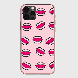 Чехол для iPhone 12 Pro Max Силуэт губы, цвет: 3D-светло-розовый