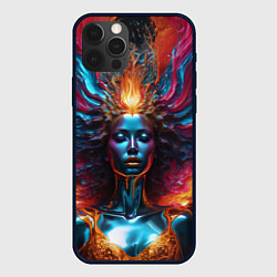 Чехол для iPhone 12 Pro Max Женщина киборг и брызги краски, цвет: 3D-черный