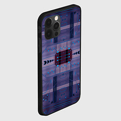 Чехол для iPhone 12 Pro Max Технический фиолетовый паттерн, цвет: 3D-черный — фото 2