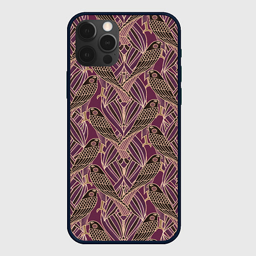Чехол iPhone 12 Pro Max Сокол в стиле модерн - паттерн / 3D-Черный – фото 1