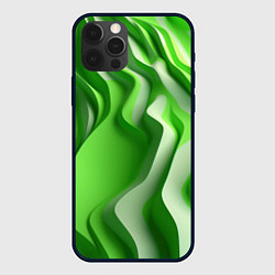Чехол для iPhone 12 Pro Max Зеленые объемные полосы, цвет: 3D-черный