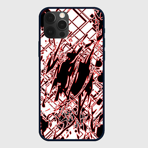 Чехол iPhone 12 Pro Max Кибернетическая клякса Красная / 3D-Черный – фото 1