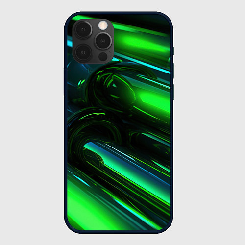Чехол iPhone 12 Pro Max Green elemetns / 3D-Черный – фото 1