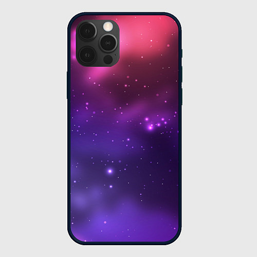 Чехол iPhone 12 Pro Max Разноцветный космос - неоновое свечение / 3D-Черный – фото 1