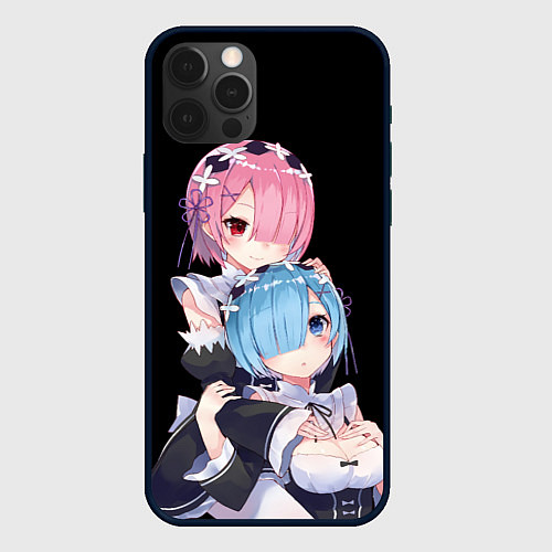 Чехол iPhone 12 Pro Max Re: zero - близняшки горничные / 3D-Черный – фото 1