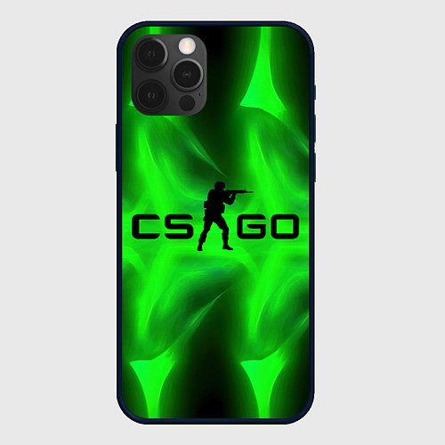 Чехол iPhone 12 Pro Max CSGO green logo / 3D-Черный – фото 1