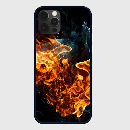 Чехол iPhone 12 Pro Max Пламя огня фон / 3D-Черный – фото 1