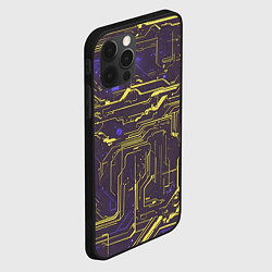 Чехол для iPhone 12 Pro Max Кибер схемы Жёлтый и фиолетовый, цвет: 3D-черный — фото 2