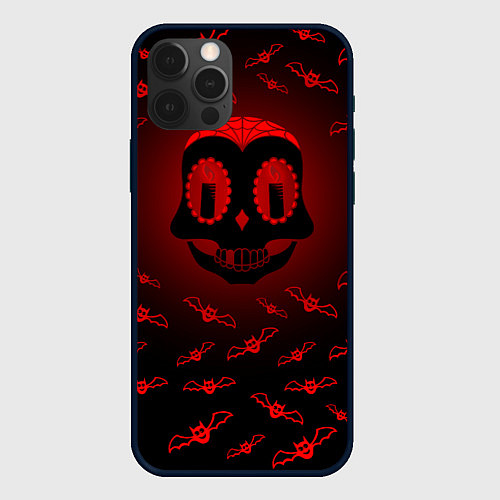 Чехол iPhone 12 Pro Max Красная черепушка / 3D-Черный – фото 1