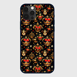 Чехол iPhone 12 Pro Max Сердечки в золотых коронах