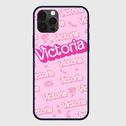 Чехол для iPhone 12 Pro Max Виктория - паттерн Барби розовый, цвет: 3D-черный