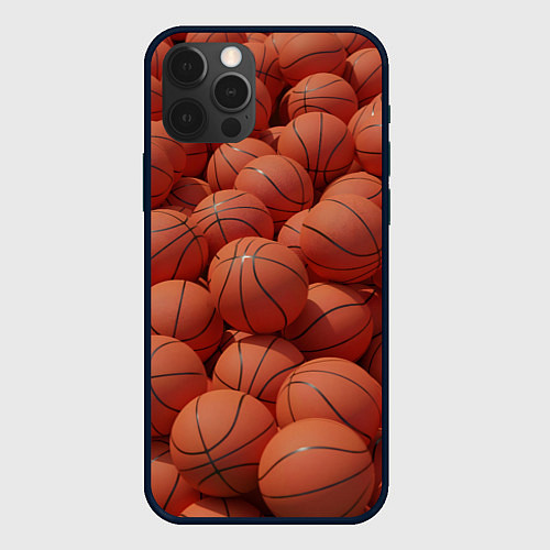 Чехол iPhone 12 Pro Max Узор с баскетбольными мячами / 3D-Черный – фото 1