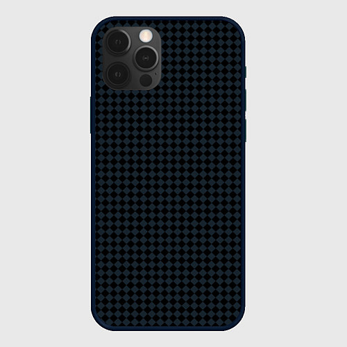 Чехол iPhone 12 Pro Max Шахматная мелкая клетка чёрно-серый / 3D-Черный – фото 1