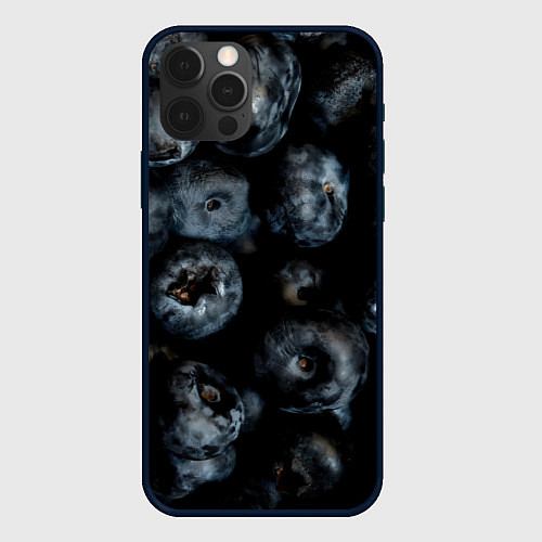 Чехол iPhone 12 Pro Max Много черники / 3D-Черный – фото 1
