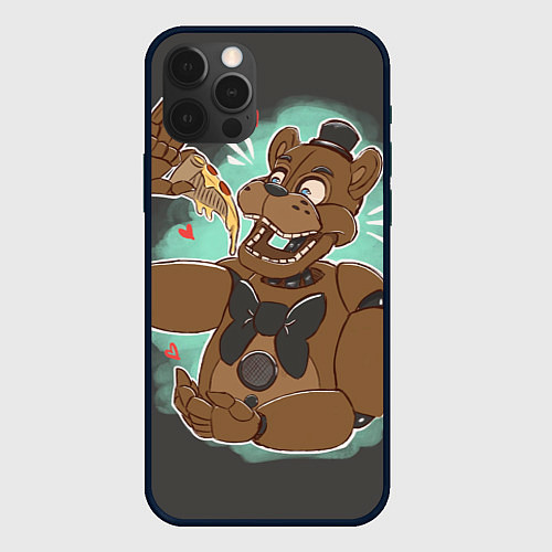 Чехол iPhone 12 Pro Max Фредди кушает пиццу / 3D-Черный – фото 1