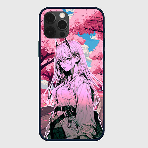 Чехол iPhone 12 Pro Max Пауэр - Человек бензопила / 3D-Черный – фото 1