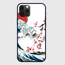 Чехол iPhone 12 Pro Max Хокусай большая волна в Канагаве - пародия укиё