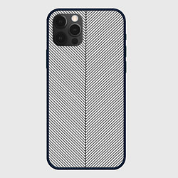 Чехол для iPhone 12 Pro Max Диагональные полосы чёрные на белом, цвет: 3D-черный