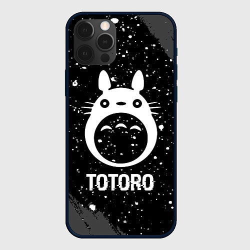 Чехол iPhone 12 Pro Max Totoro glitch на темном фоне / 3D-Черный – фото 1