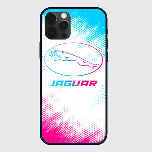 Чехол iPhone 12 Pro Max Jaguar neon gradient style / 3D-Черный – фото 1