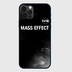 Чехол iPhone 12 Pro Max Mass Effect glitch на темном фоне: символ сверху