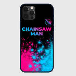Чехол iPhone 12 Pro Max Chainsaw Man - neon gradient: символ сверху