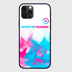 Чехол iPhone 12 Pro Max Ghost of Tsushima neon gradient style: символ свер