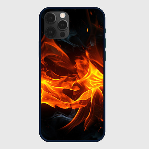 Чехол iPhone 12 Pro Max Пламя костра / 3D-Черный – фото 1