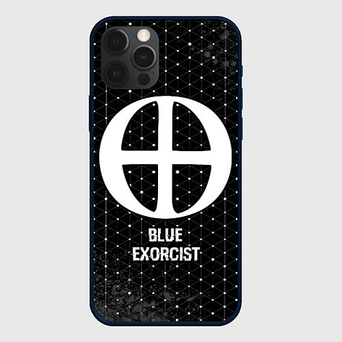 Чехол iPhone 12 Pro Max Blue Exorcist glitch на темном фоне / 3D-Черный – фото 1