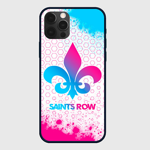 Чехол iPhone 12 Pro Max Saints Row neon gradient style / 3D-Черный – фото 1