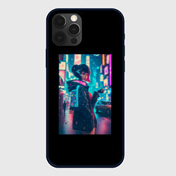 Чехол для iPhone 12 Pro Max Девушка киберпанк в наушниках, цвет: 3D-черный