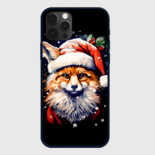 Чехол iPhone 12 Pro Max Лисичка в новогоднюю ночь / 3D-Черный – фото 1