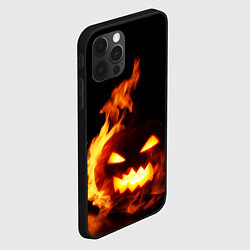 Чехол для iPhone 12 Pro Max Тыква в огне, цвет: 3D-черный — фото 2
