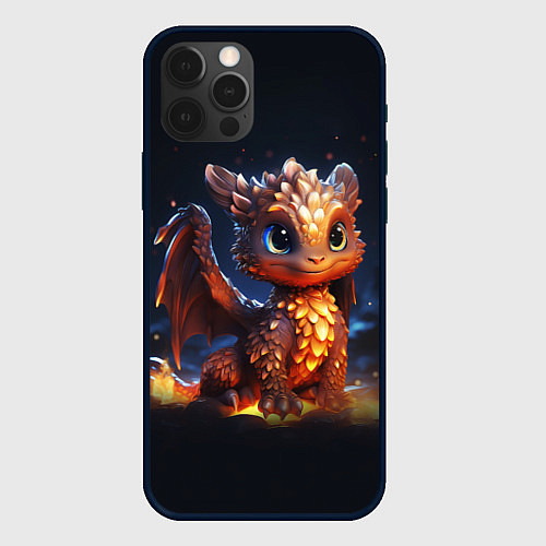 Чехол iPhone 12 Pro Max Котик дракоша / 3D-Черный – фото 1