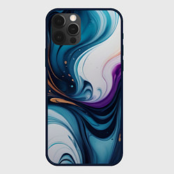 Чехол для iPhone 12 Pro Max Жидкий цветной узор - нейросеть, цвет: 3D-черный