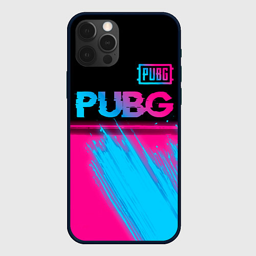 Чехол iPhone 12 Pro Max PUBG - neon gradient: символ сверху / 3D-Черный – фото 1