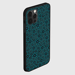 Чехол для iPhone 12 Pro Max Цветочный паттерн сине-зелёный, цвет: 3D-черный — фото 2