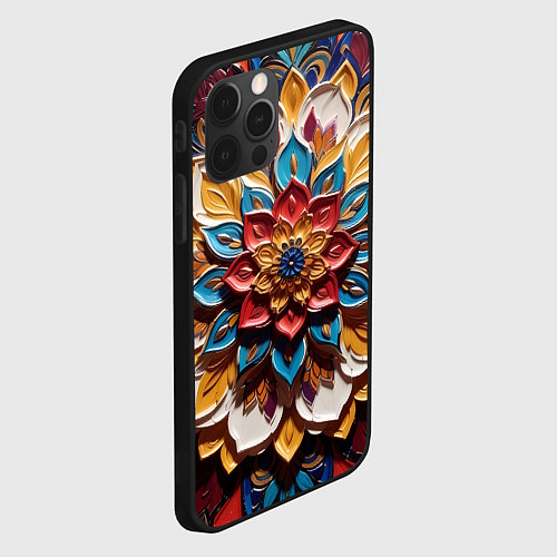 Чехол iPhone 12 Pro Max Цветок масляные краски / 3D-Черный – фото 2