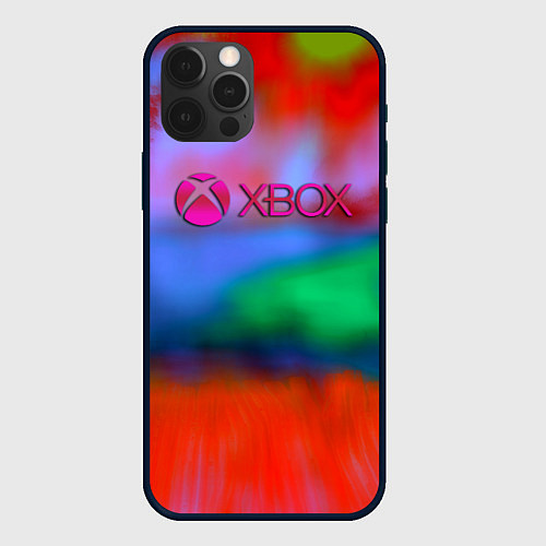 Чехол iPhone 12 Pro Max Xbox game studio neon / 3D-Черный – фото 1