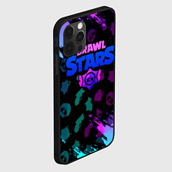 Чехол для iPhone 12 Pro Max Brawl stars neon logo, цвет: 3D-черный — фото 2