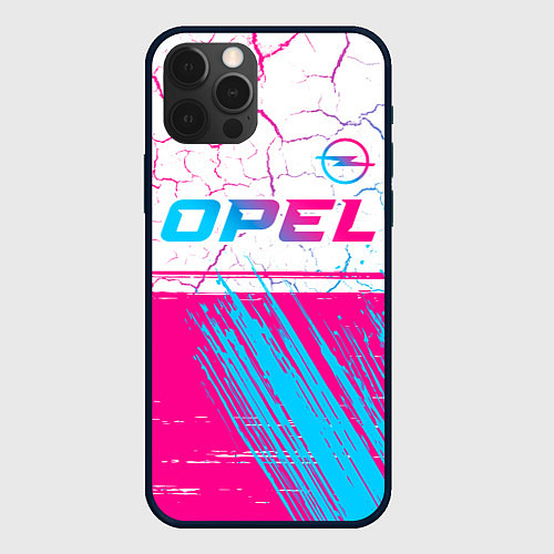 Чехол iPhone 12 Pro Max Opel neon gradient style: символ сверху / 3D-Черный – фото 1