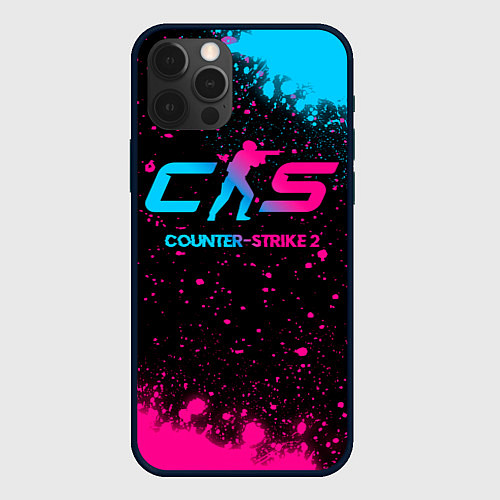 Чехол iPhone 12 Pro Max Counter-Strike 2 - neon gradient / 3D-Черный – фото 1